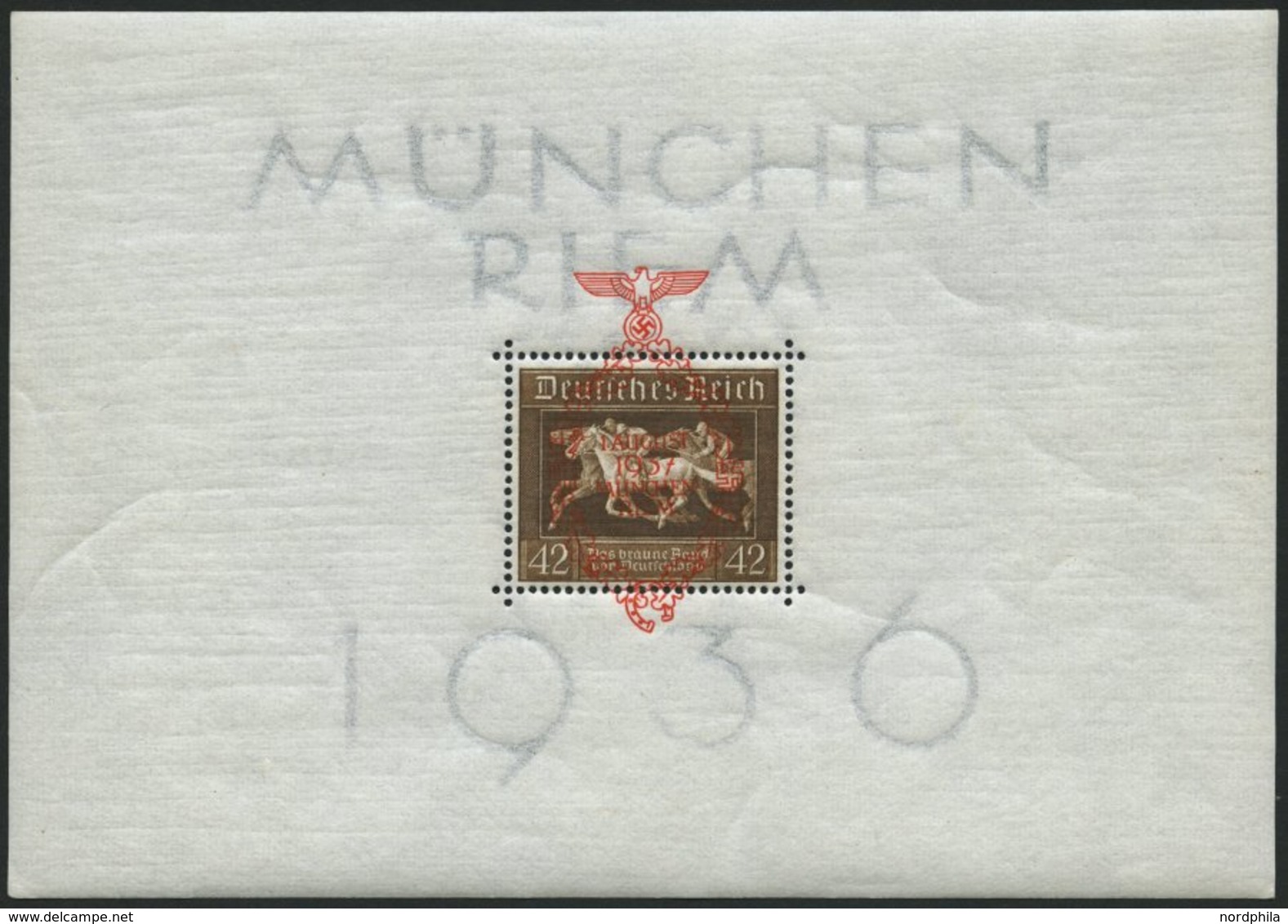 Dt. Reich Bl. 10 **, 1937, Block München-Riem, Pracht, Mi. 190.- - Andere & Zonder Classificatie