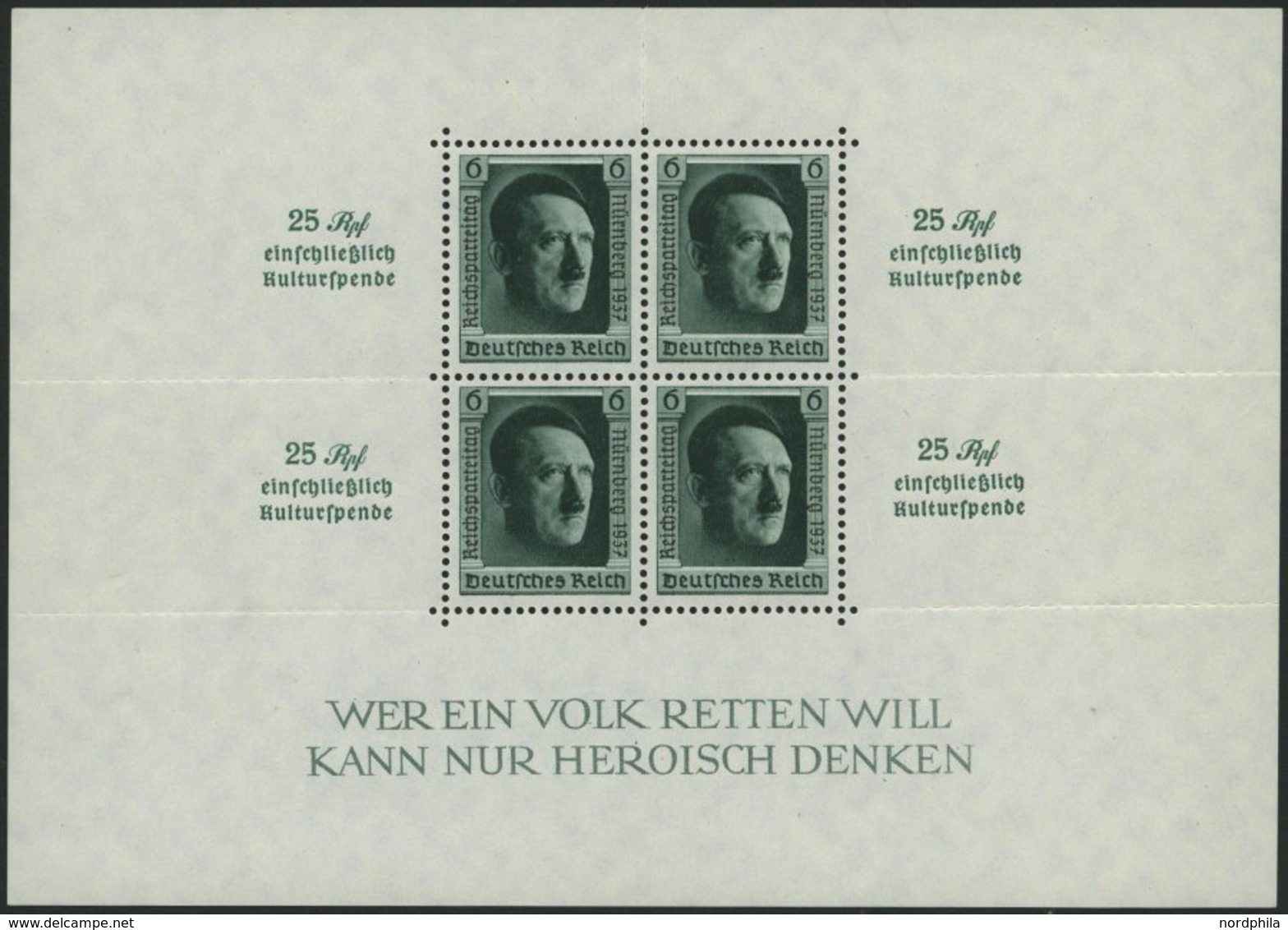 Dt. Reich Bl. 11 *, 1937, Block Reichsparteitag, Marken Postfrisch, Pracht, Mi. 90.- - Andere & Zonder Classificatie