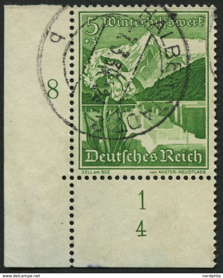 Dt. Reich 677 O, 1938, 5 Pf. Zell Am See, Untere Linke Bogenecke Mit Form-Nr. 4, Pracht - Andere & Zonder Classificatie