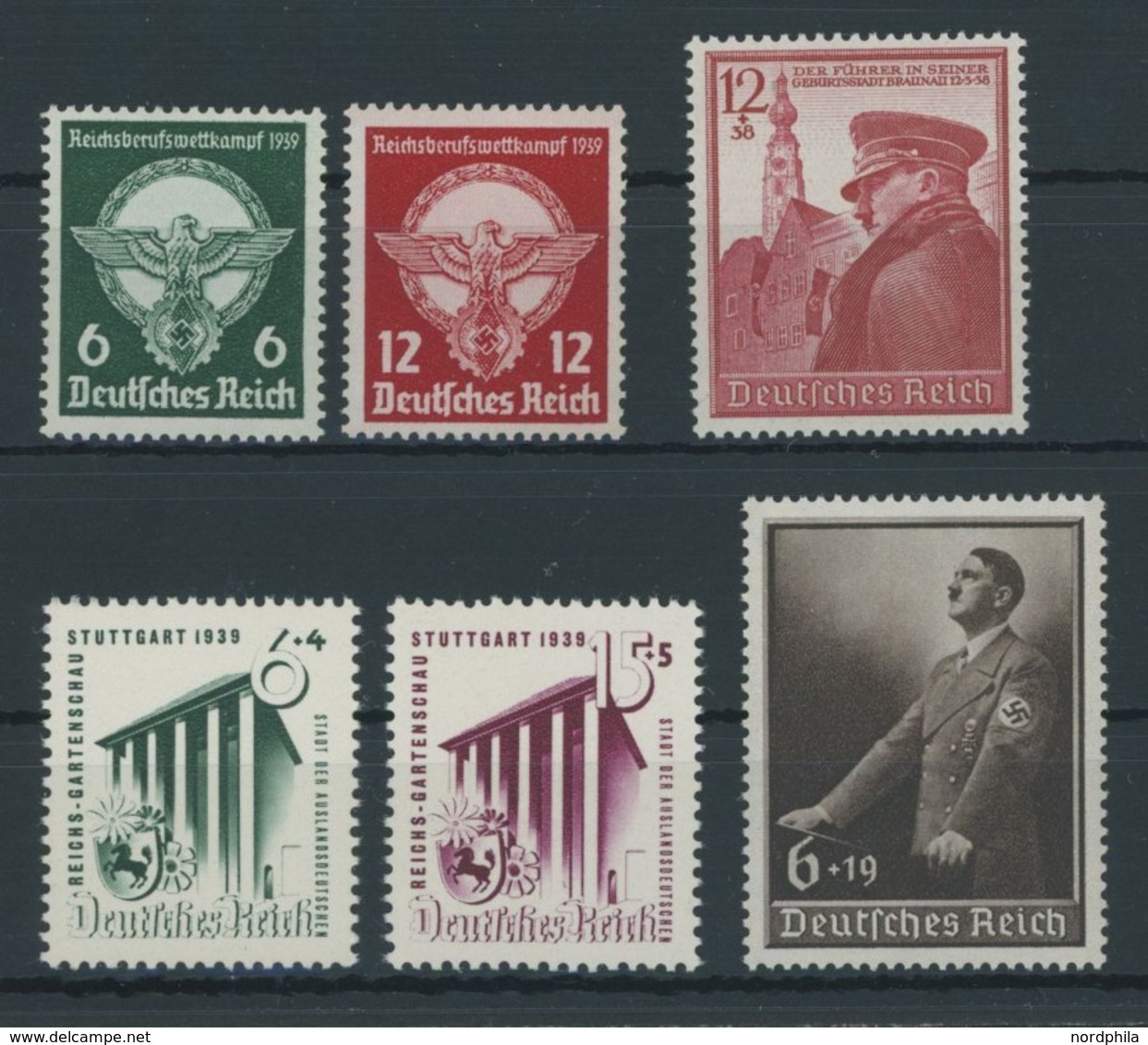 Dt. Reich 689-94 **, 1939, 6 Postfrische Prachtwerte, Mi. 72.- - Andere & Zonder Classificatie