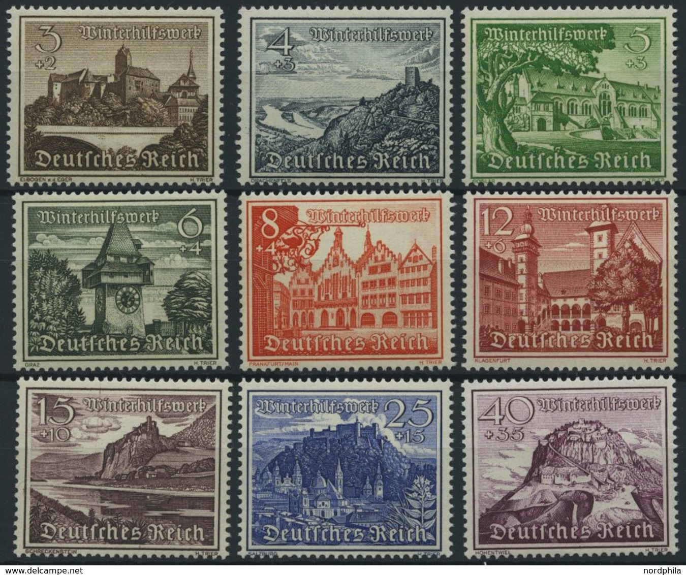 Dt. Reich 730-38 **, 1939, Bauwerke, Prachtsatz, Mi. 60.- - Other & Unclassified