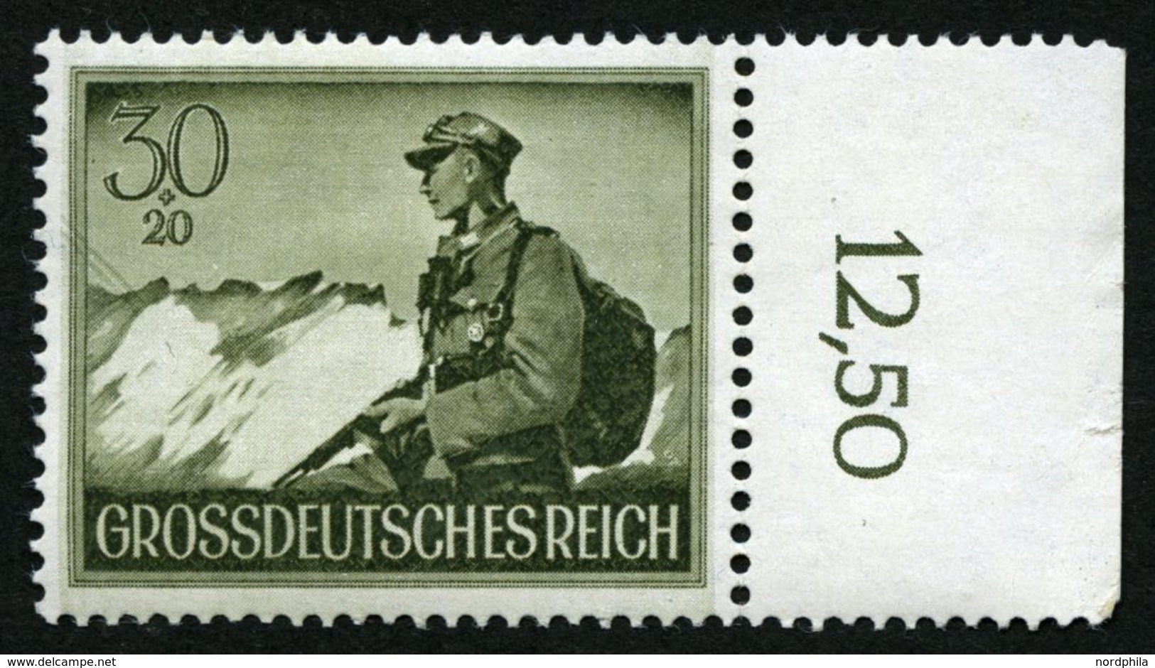 Dt. Reich 885I **, 1944, 30 Pf. Gebirgsjäger Mit Abart Drahtseilbahn Linke Oben, Pracht, Gepr. Schlegel, Mi. 75.- - Andere & Zonder Classificatie