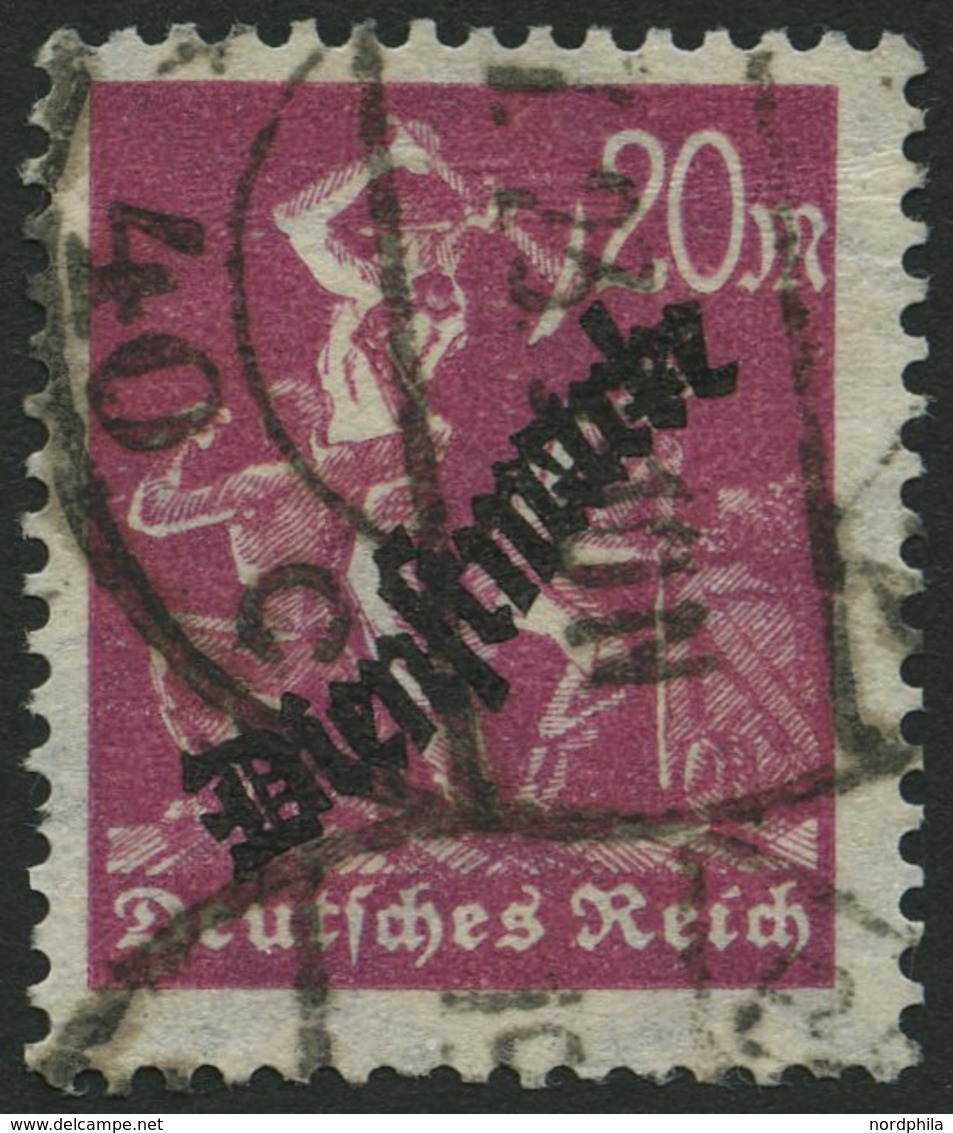 DIENSTMARKEN D 75Y O, 1923, 20 M. Braunlila, Wz. Liegend, Normale Zähnung, Pracht, Gepr. Winkler, Mi. 190.- - Officials
