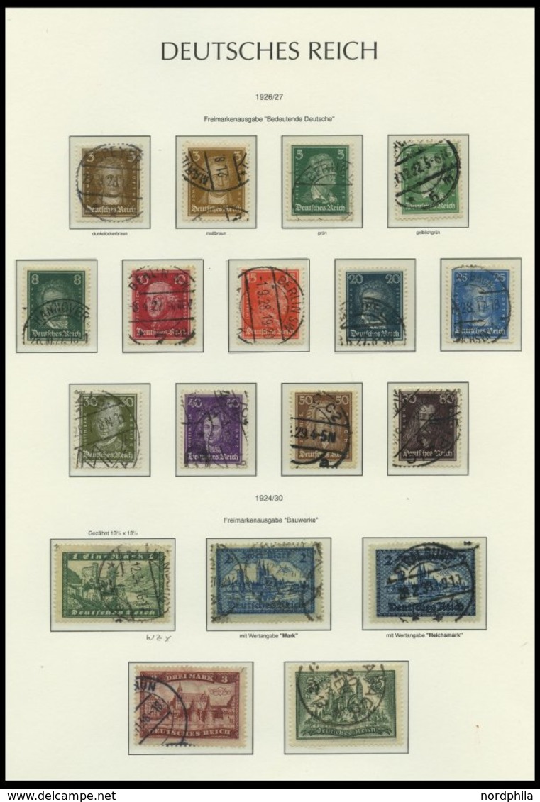 SAMMLUNGEN O, Gestempelter Sammlungsteil Dt. Reich Von 1923-32 Mit Vielen Guten Mittleren Werten Auf Leuchtturm Falzloss - Used Stamps