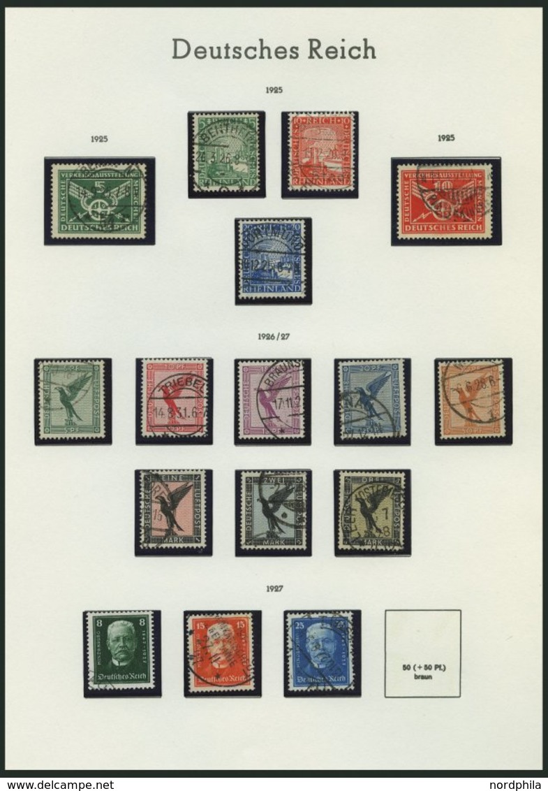 SAMMLUNGEN, LOTS O, Gestempelte Sammlung Dt. Reich Von 1923-32 Auf Leuchtturm Falzlosseiten, U.a. Mit Mi.Nr. 351-54, 378 - Usados