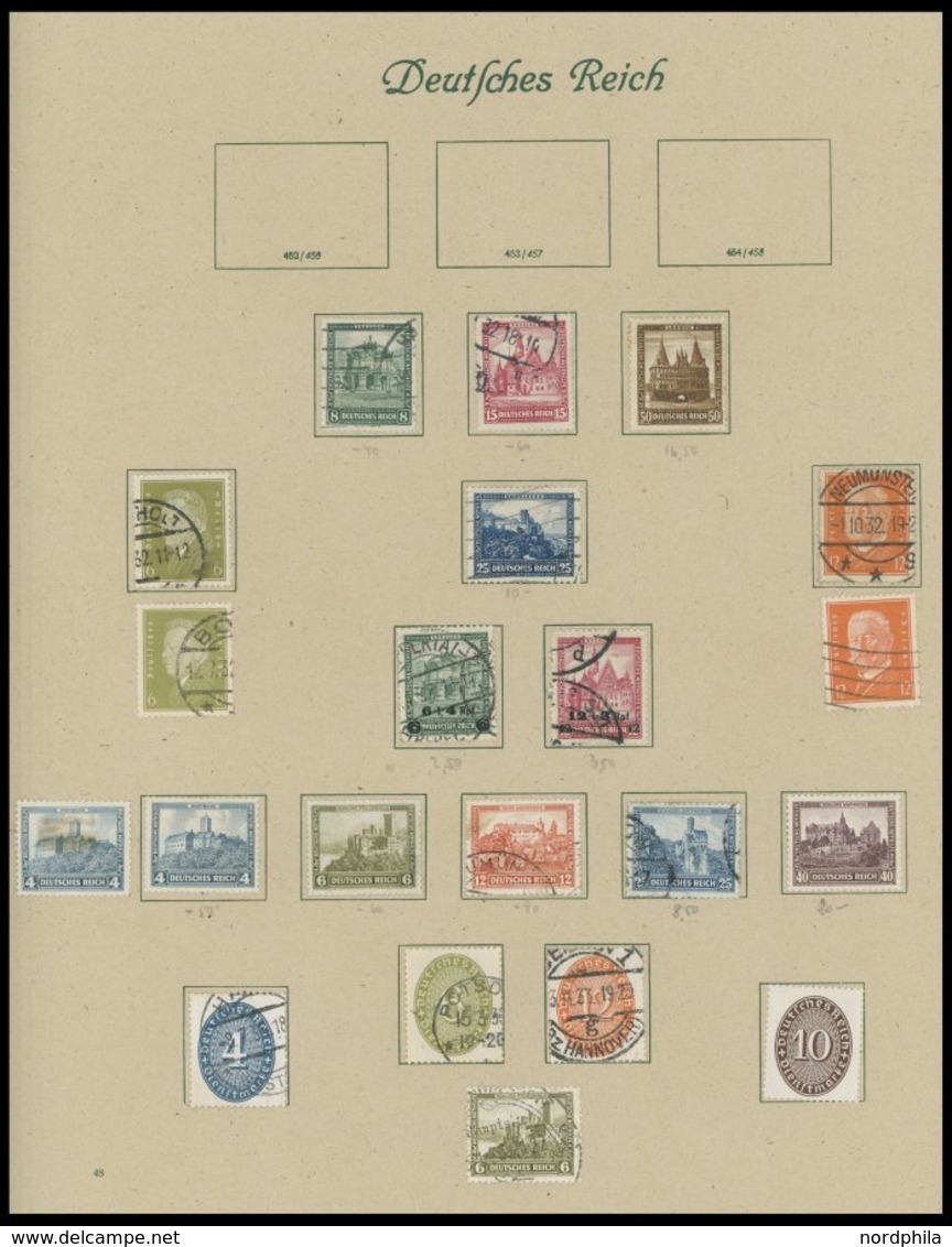 SAMMLUNGEN o,* , 1923-45 Sammlung Dt. Reich mit vielen guten Werten, Sätzen und Blocks (Bl. 4-11 o,*), etwas unterschied