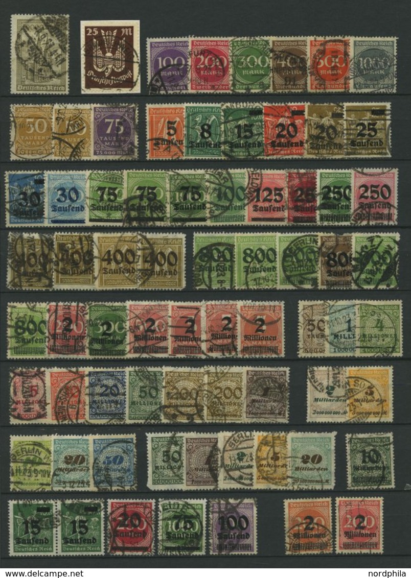 LOTS O, 1916-1923, Partie Verschiedener Gestempelter Mittlerer Werte Inflation, Feinst/Pracht, Alle Geprüft Infla, Mi. C - Sonstige & Ohne Zuordnung