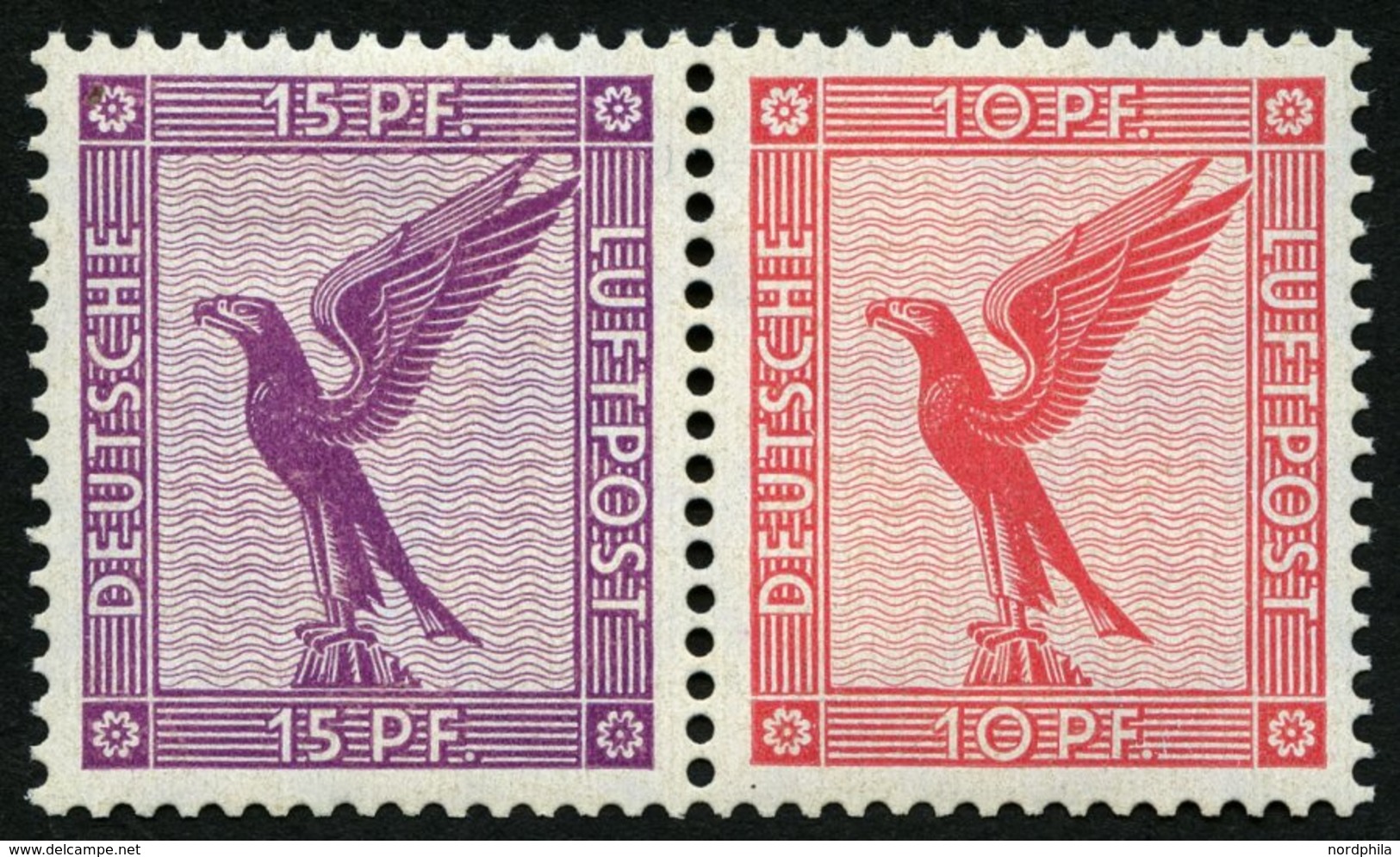 ZUSAMMENDRUCKE W 22 *, 1931, Adler 15 + 10, Falzrest, Pracht, Mi. 120.- - Zusammendrucke