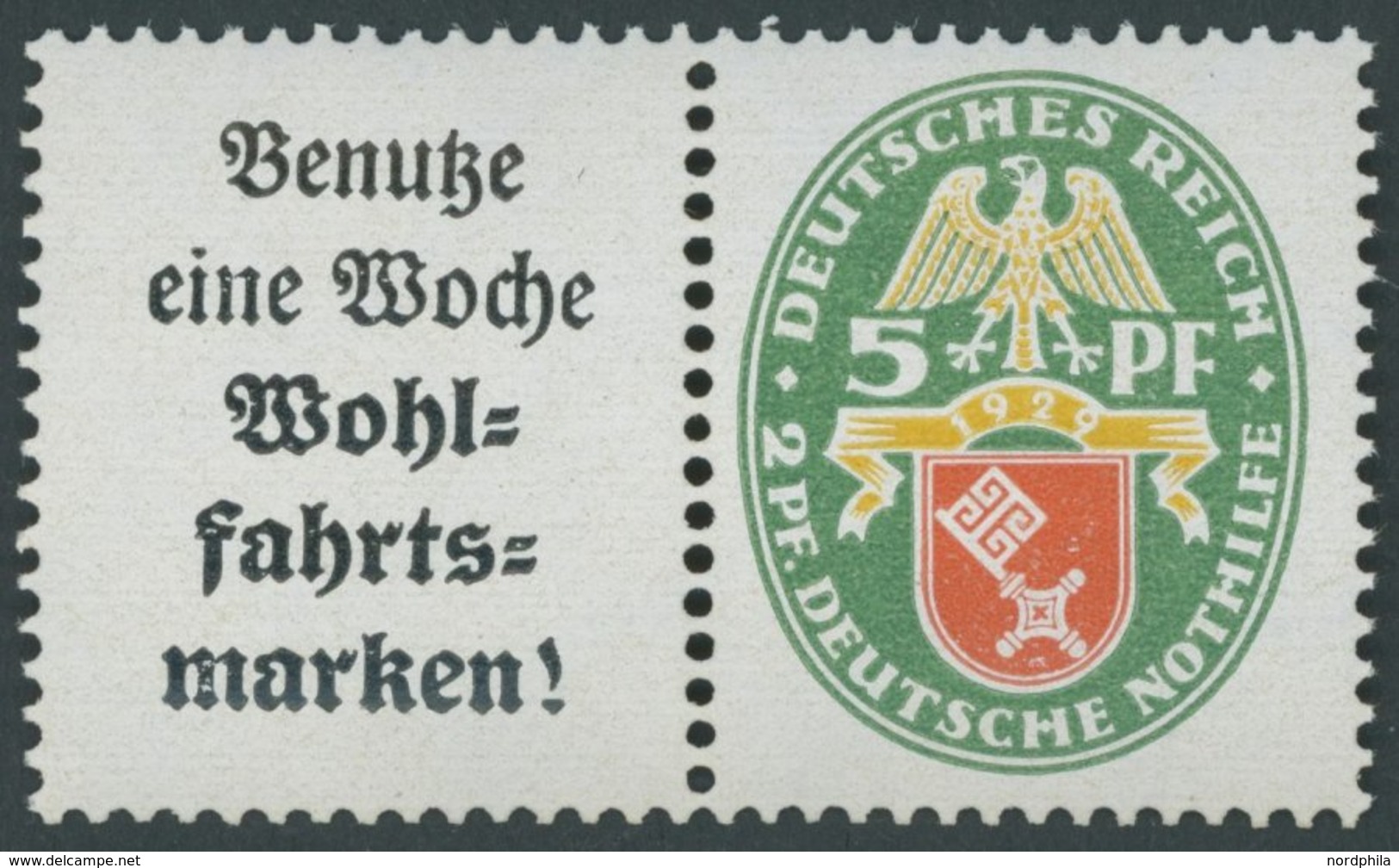 ZUSAMMENDRUCKE W 35 **, 1929, Nothilfe A2 + 5, Pracht, Mi. 70.- - Zusammendrucke