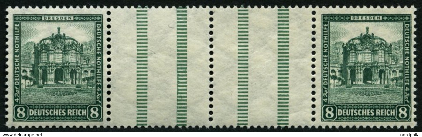 ZUSAMMENDRUCKE WZ 5 **, 1931, Nothilfe, 8 + Z + Z + 8, Pracht, Mi. 450.- - Se-Tenant