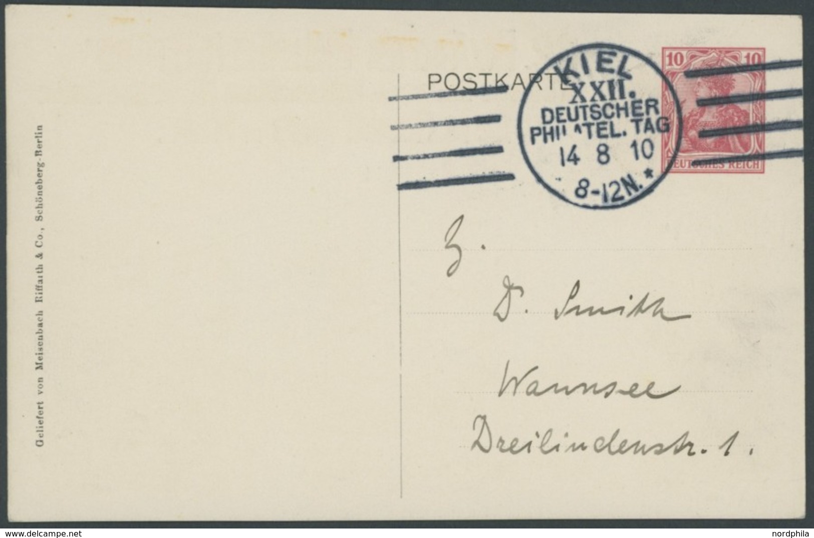 GANZSACHEN PP 32C8/03 BRIEF, Privatpost: 1910, 10 Pf. Germania 22. Deutscher Philatelistentag Und 14. Bundestag Deutsche - Sonstige & Ohne Zuordnung