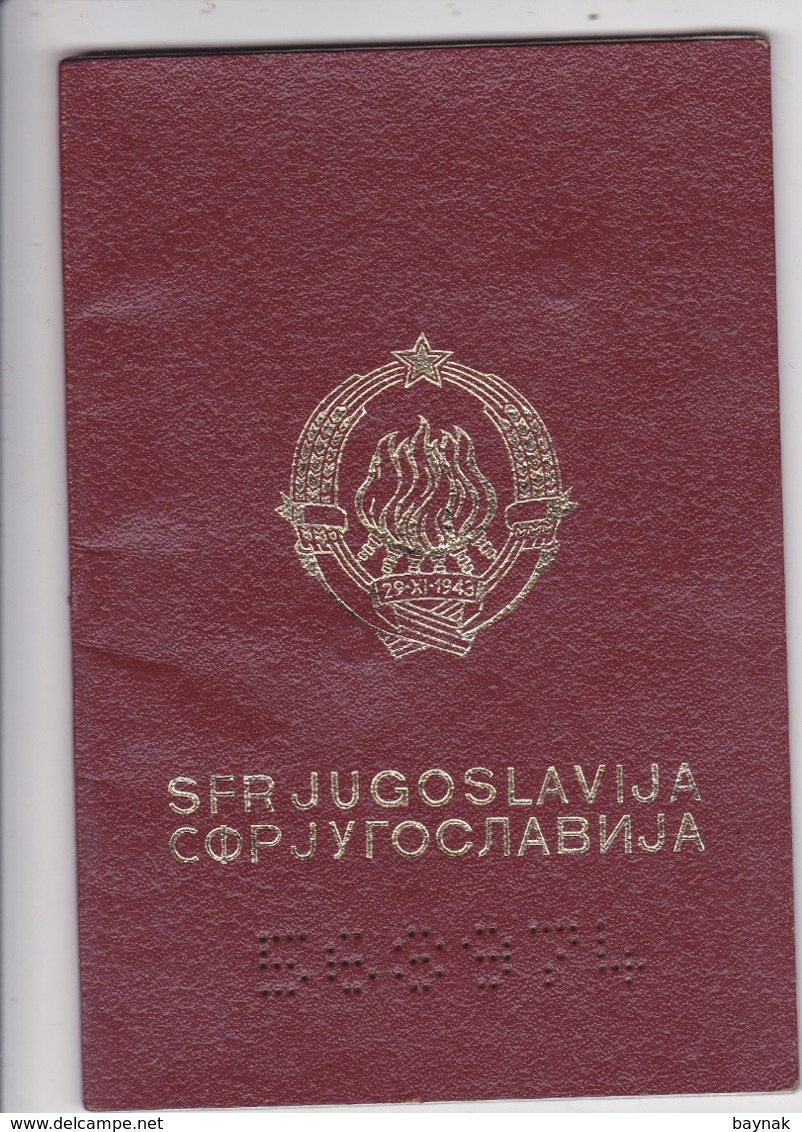 P125  --  SFR YUGOSLAVIA   ---  PASSPORT  --  BOY, 14 YEAR --   1988  --  VISA FRANCE - Historische Dokumente