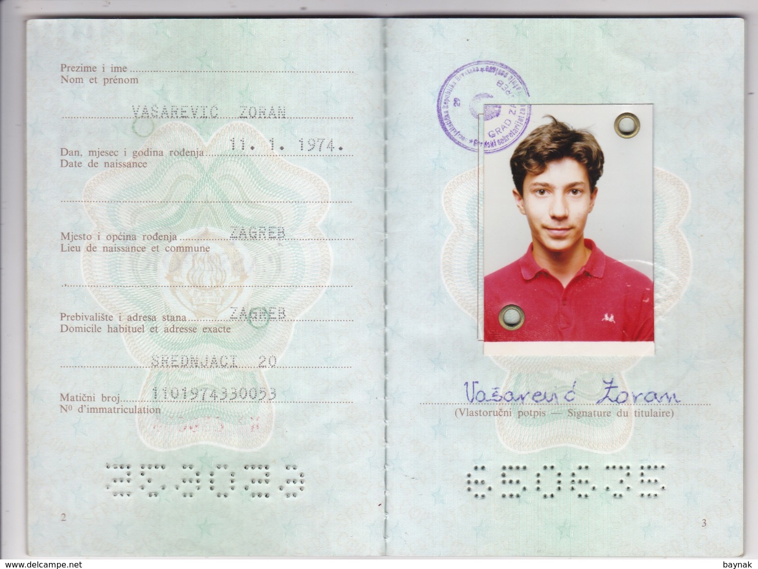 P124  --  SFR YUGOSLAVIA   ---  PASSPORT  --  BOY, 14 YEAR --   1988  --  VISA FRANCE - Documenti Storici