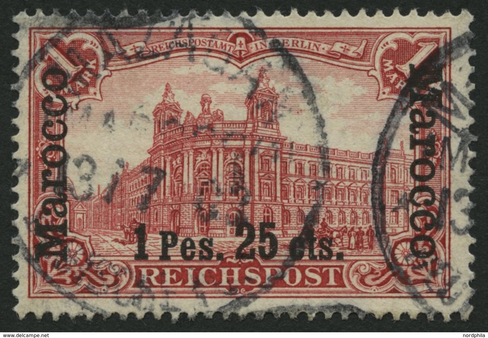 DP IN MAROKKO 16II O, 1903, 1 P. 25 C. Auf 1 M. Fetter Aufdruck, Pracht, Mi. 240.- - Marruecos (oficinas)