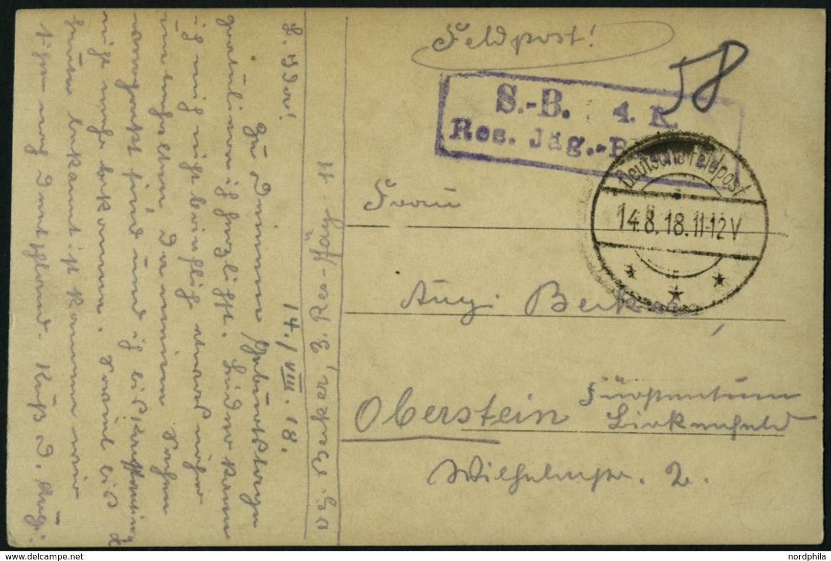 DP TÜRKEI 1918 Feldpoststation DERA`A Auf Feldpost-Ansichtskarte Der 4.Komp.Res.Jäg.Batt 11, Pracht - Deutsche Post In Der Türkei