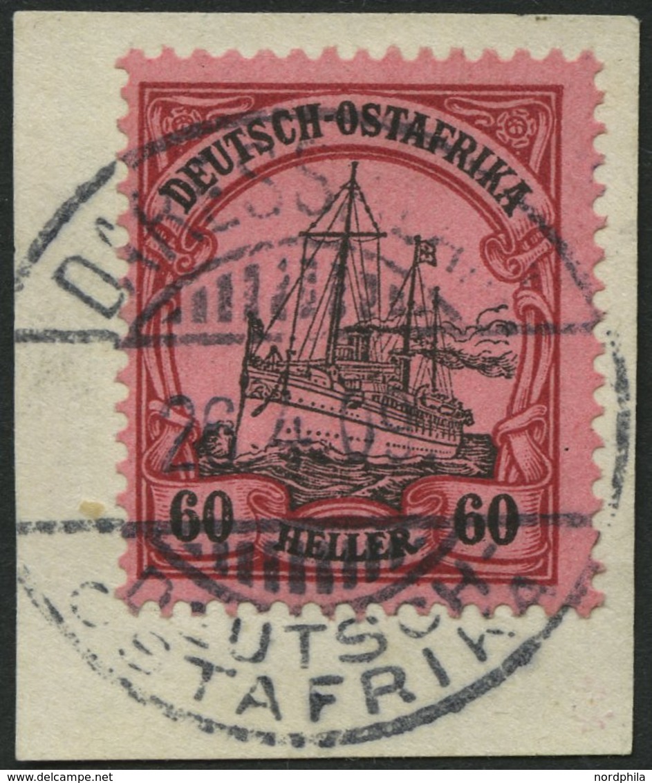 DEUTSCH-OSTAFRIKA 29 BrfStk, 1905, 60 H. Dunkelrötlichkarmin/braunschwarz Auf Mattkarminrot, Ohne Wz., Prachtbriefstück, - Africa Orientale Tedesca