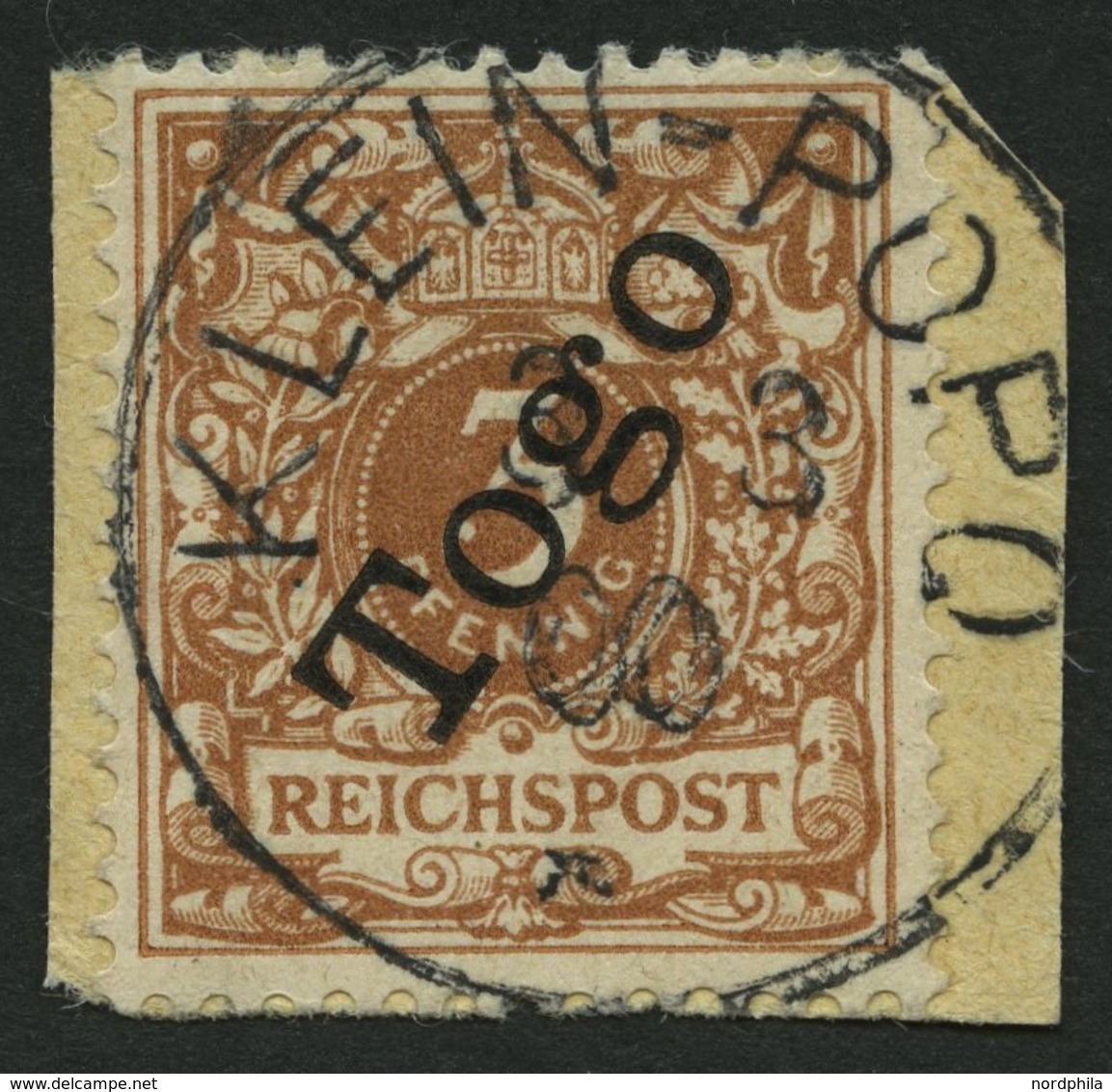 TOGO 1c BrfStk, 1898, 3 Pf. Lebhaftbraunocker, Stempel KLEIN-POPO, Prachtbrieftsück, Gepr. Jäschke-L., Mi. (160.-) - Togo