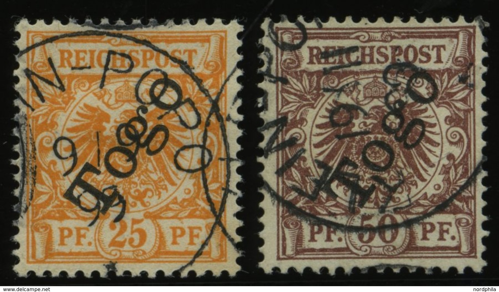 TOGO 5a,6 O, 1898/9, 25 Pf. Gelblichorange Und 50 Pf. Lebhaftrötlichbraun, Stempel KLEIN-POPO, 2 Prachtwerte, Signiert,  - Togo