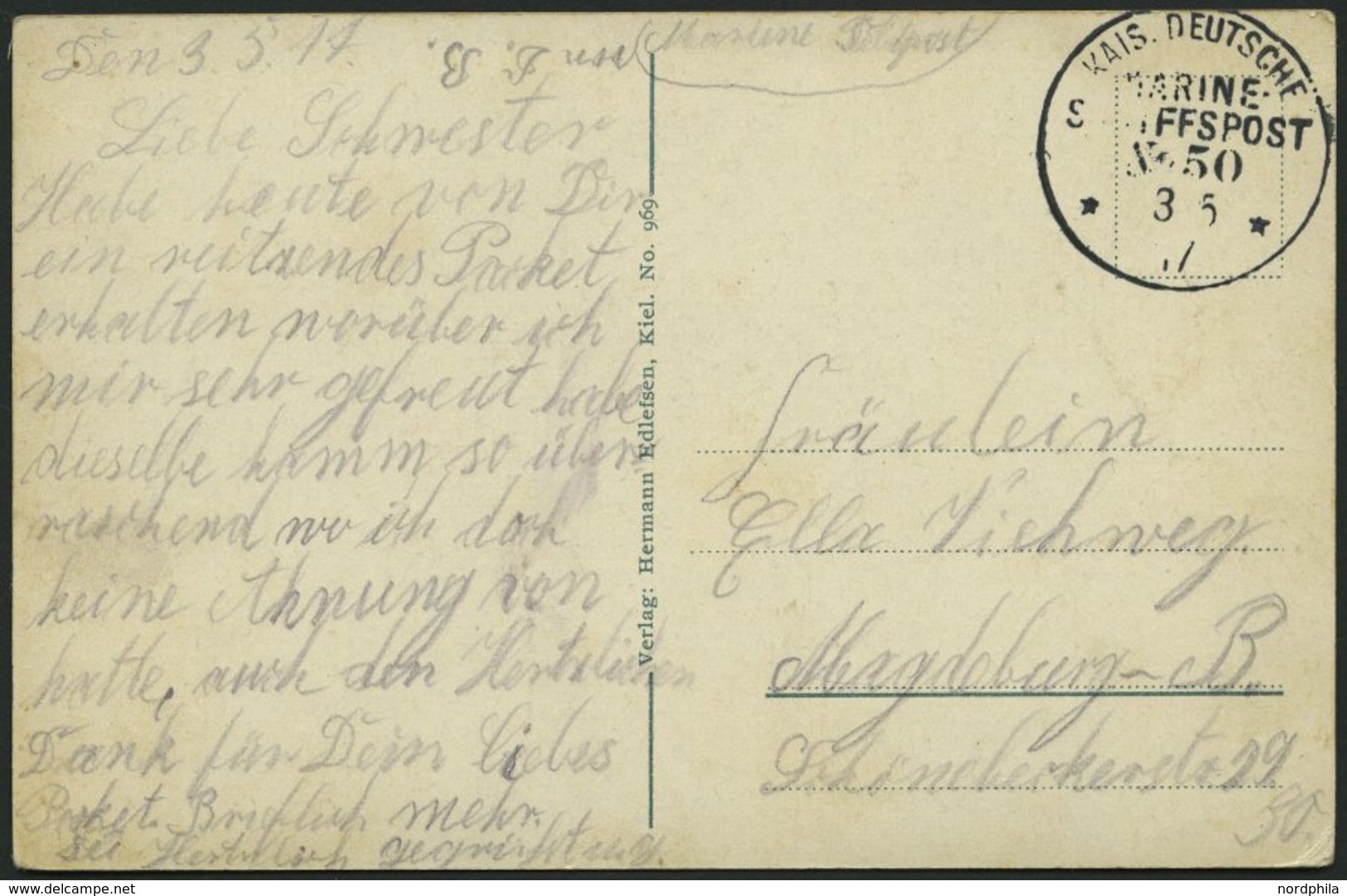 MSP VON 1914 - 1918 50 (Linienschiff ELSASS), 3.5.1917, Feldpost-Ansichtskarte Von Bord Der Elsaß, Pracht - Marítimo