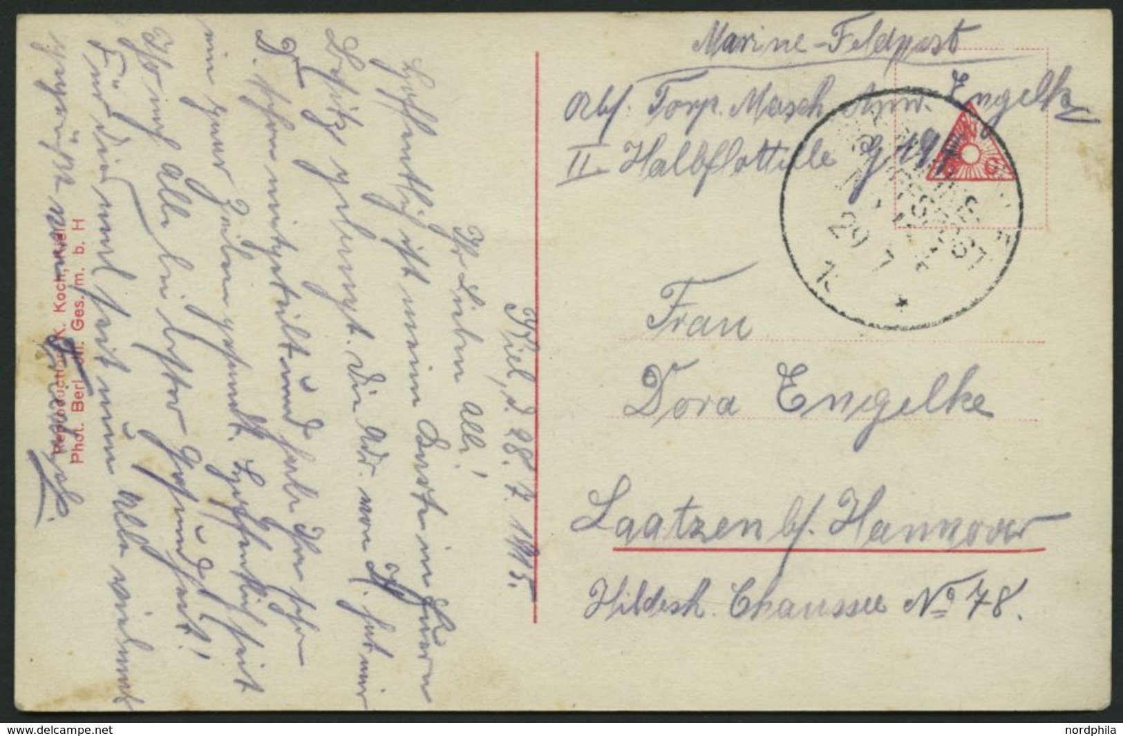 MSP VON 1914 - 1918 184 (II. Torpedoboots-Halbflottille), 28.7.1915, Feldpost-Ansichtskarte Von Bord Des Torpedoboots G  - Marítimo