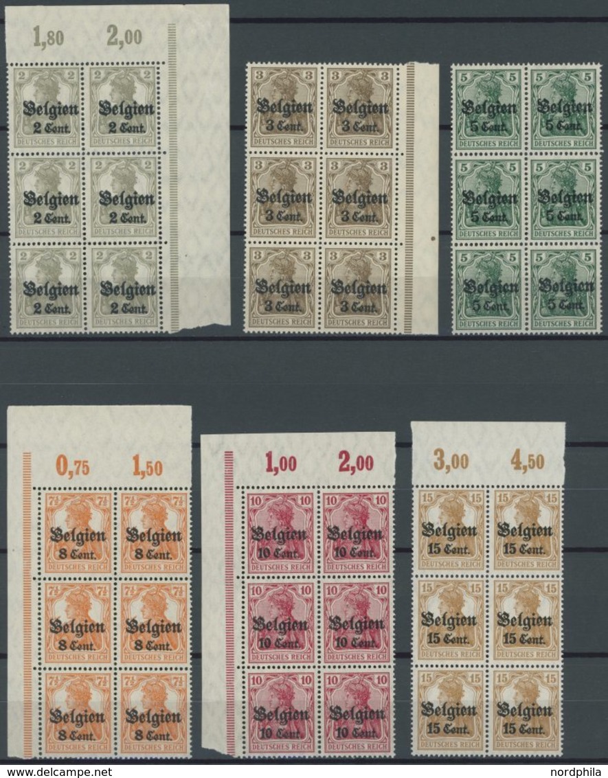 LANDESPOST IN BELGIEN 10-21 **, 1916, Freimarken, Je Im Postfrischen Sechserblock, Teils Vom Oberrand, Pracht - Bezetting 1914-18