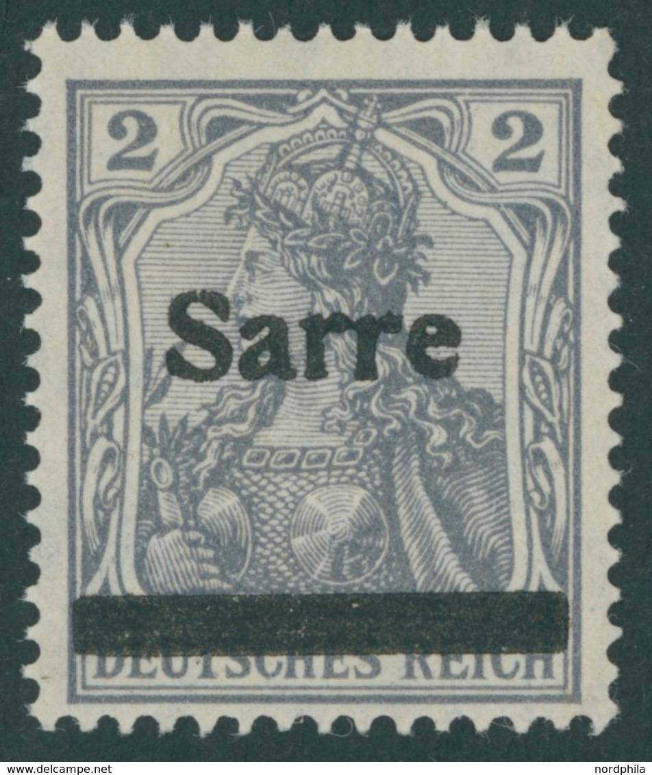 SAARGEBIET A1 PF M **, 1920, 2 Pf. Dunkelblaugrau (schraffierter Hintergrund), Aufdruck Irrtümlich Auf Dt. Reich Mi.Nr.  - Other & Unclassified