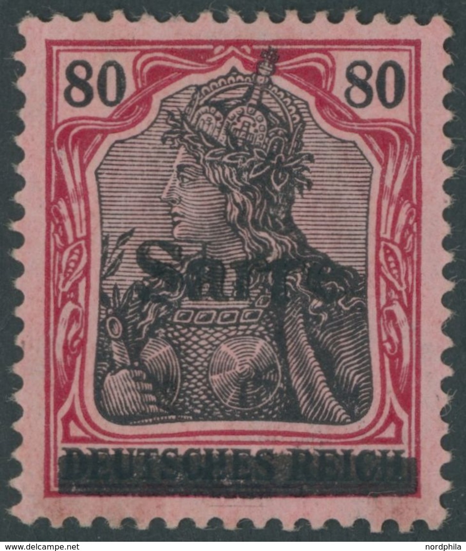 SAARGEBIET 16III *, 1920, 80 Pf. Karminrot/grauschwarz Auf Mittelgraurot, Type III, Mehrere Falzreste, Pracht, Gepr Brau - Sonstige & Ohne Zuordnung