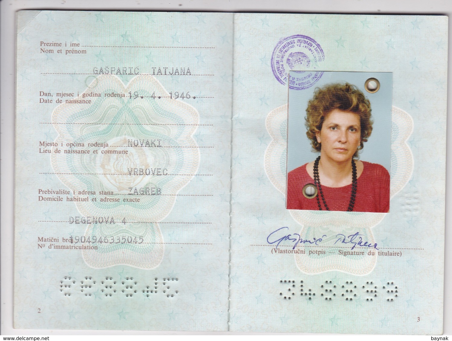 P51  --  SFR YUGOSLAVIA   ---  PASSPORT  --  LADY PHOTO --   1990 - Historical Documents