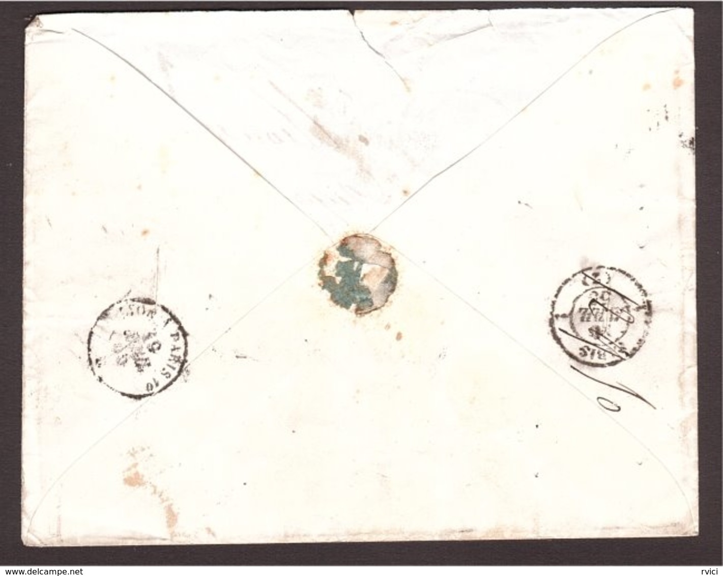 Lettre PURIFIÉE Toulon, Cachet Bleu En Ovale 1855 Pour Paris - 1849-1876: Klassik