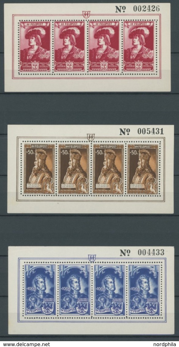 BELGIEN IX-XIVKB **, 1943, Kaiserbildnisse Im Kleinbogensatz, Bl. XI Links Verkürzt, Postfrisch, Prachtsatz, Mi. 1100.- - Ocupación 1938 – 45
