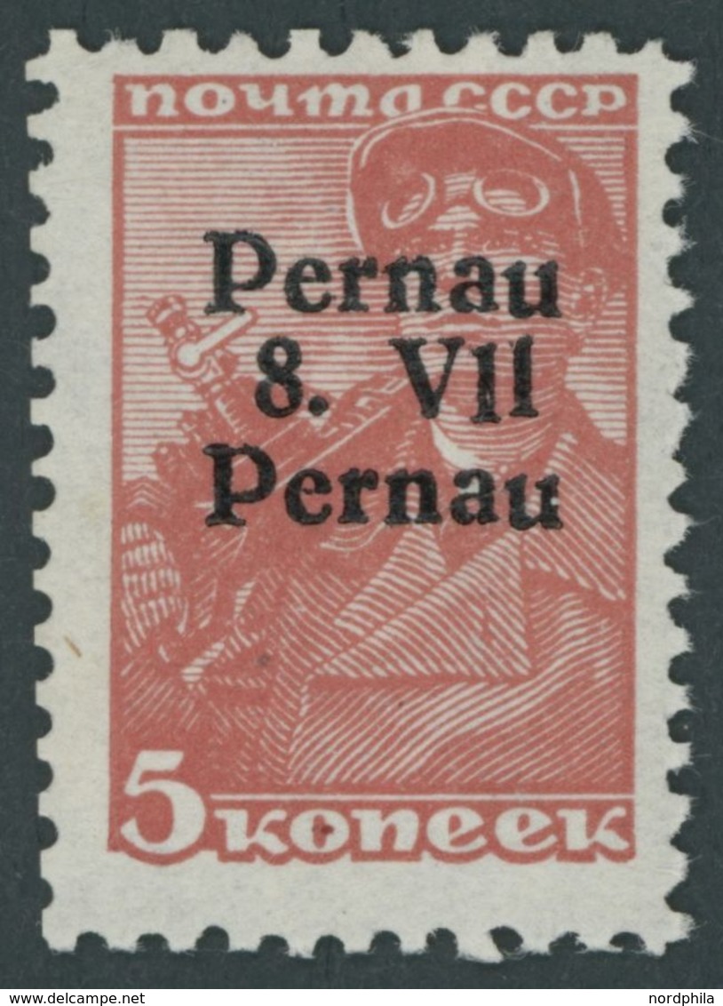 PERNAU 5IV **, 1941, 5 K. Bräunlichrot Mit Aufdruck Pernau/Pernau, Kurzbefund Löbbering, Mi. 100.- - Ocupación 1938 – 45