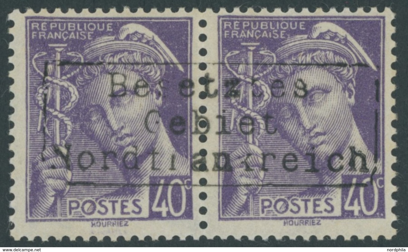 DÜNKIRCHEN 1II *, 1940, 40 C. Dunkelviolett, Aufdruck In Type II, Rückseitiger Kontrollstempel, Falzrest, Pracht, R!, Ge - Ocupación 1938 – 45