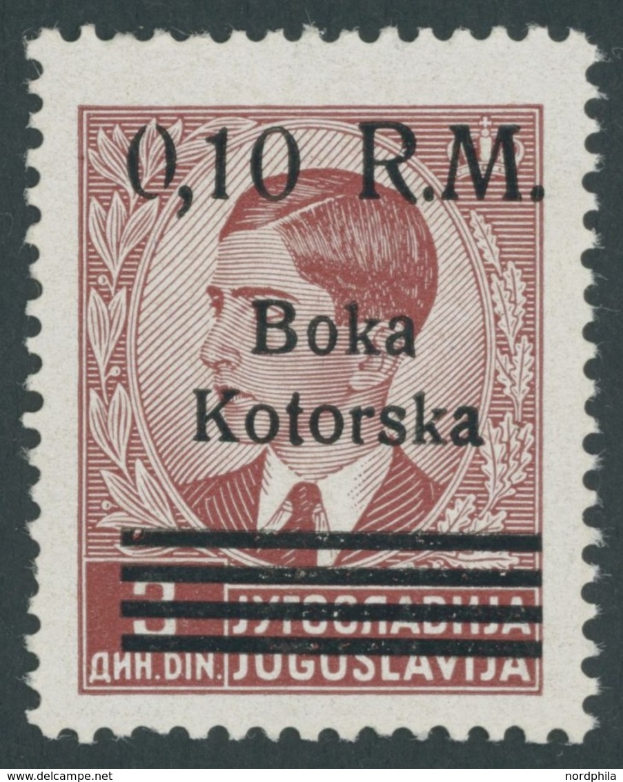 KOTOR 7PF IV **, 1944, 0.10 M. Auf 3 D. Boka Kotorska Mit Aufdruckfehler 0 Der Wertangabe Unten Rechts Offen, Postfrisch - Besetzungen 1938-45