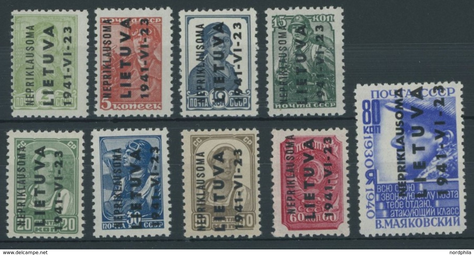 ALEDSCHEN 1-9 **, 1941, Werktätige, Postfrischer Prachtsatz, 2 K. Kurzbefund Huylmans, Mi. 220.- - Ocupación 1938 – 45