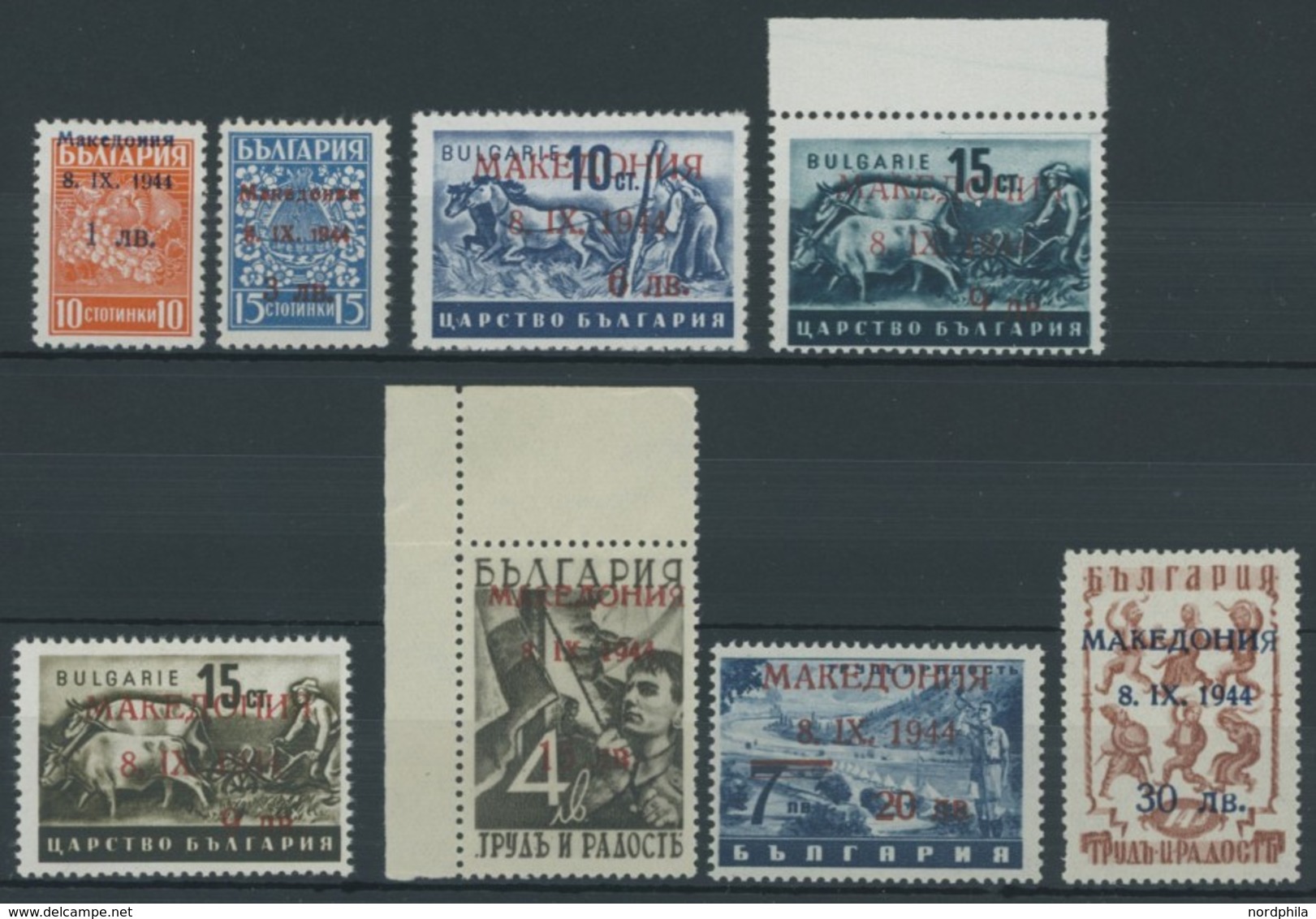 MAKEDONIEN 1-8 **, 1944, Freimarken, Postfrischer Prachtsatz, Fotobefund Kleymann, Mi. 350.- - Occupation 1938-45