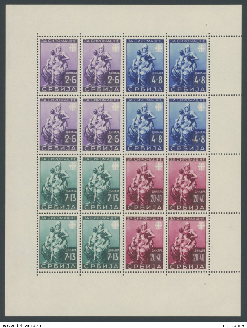SERBIEN 82-85 **, 1942, Für Die Armen Im Zusammendruckbogen, Postfrisch, Pracht - Occupation 1938-45