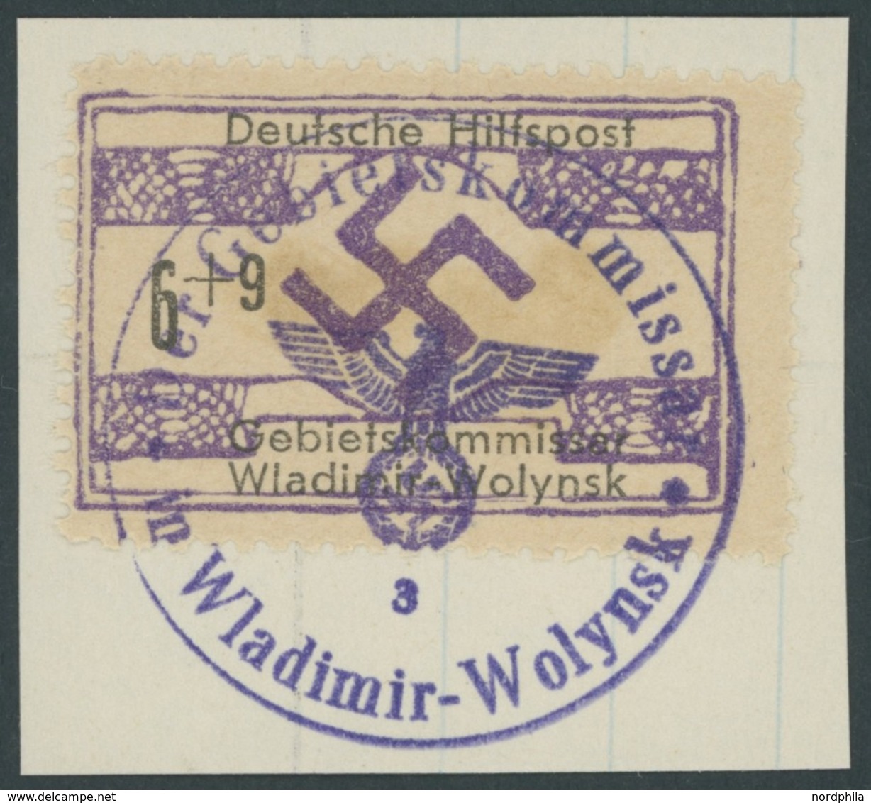 UKRAINE 12 BrfStk, 1944, 6 Pf. Wladimir-Wolynsk, Prachtbriefstück, Gepr. Zirath, Mi. 150.- - Ocupación 1938 – 45