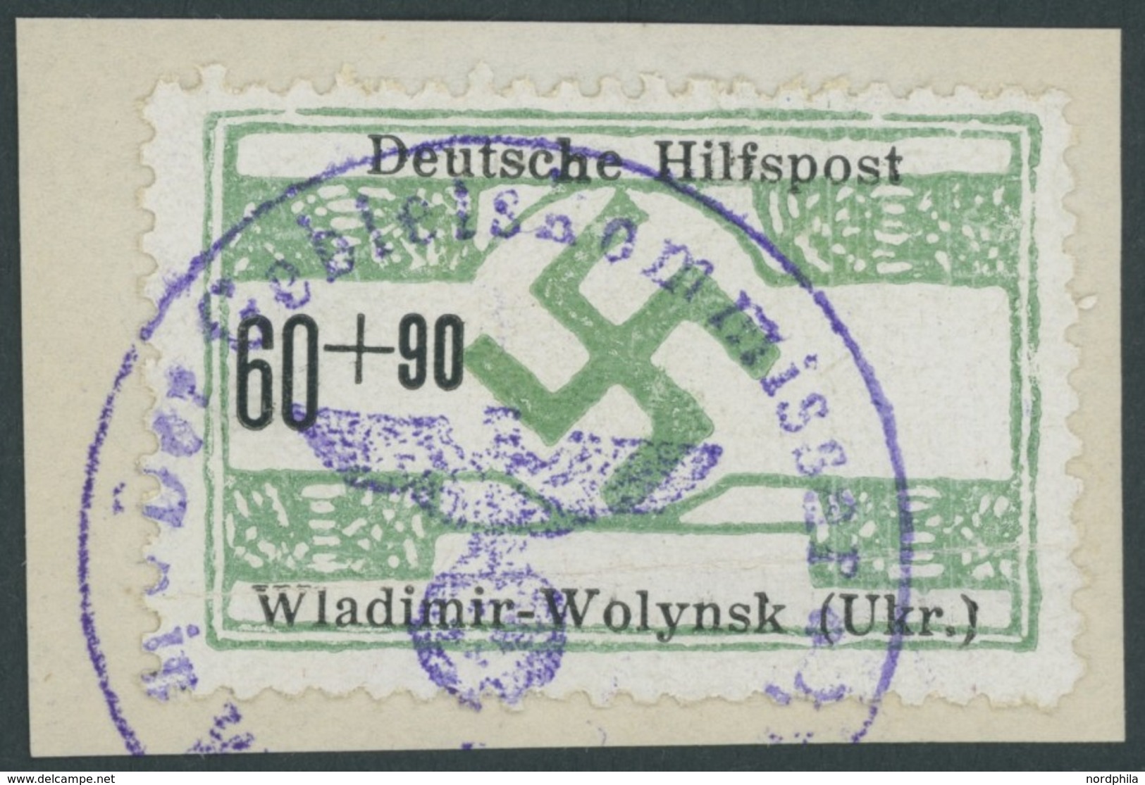 UKRAINE 28 BrfStk, 1944, 60 Pf. Wladimir-Wolynsk Auf Briefstück, Feinst, Gepr. Zirath, Mi. 150.- - Ocupación 1938 – 45