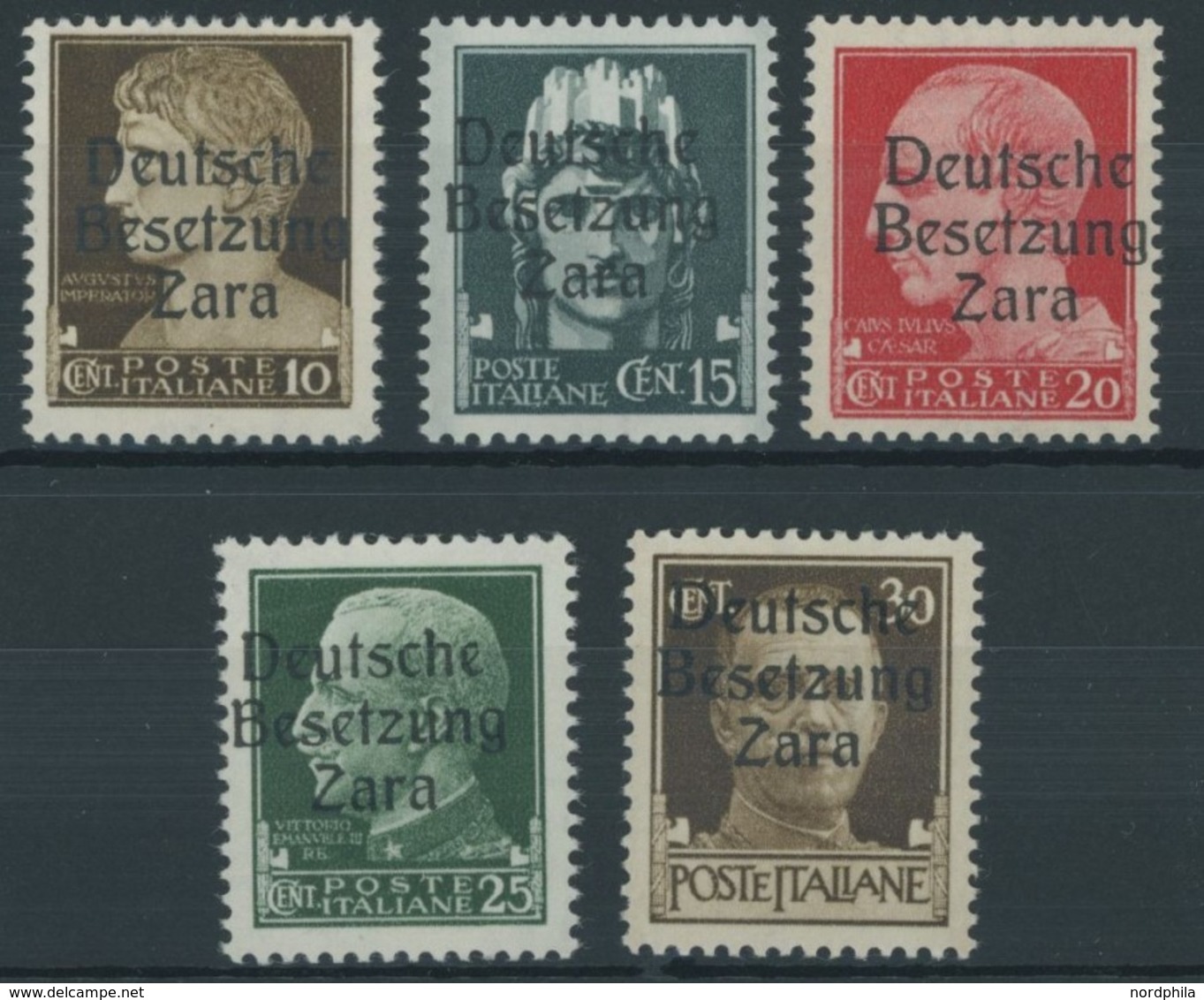 ZARA 2-6 **, 1943, 10 - 30 C. Imperiale, Postfrisch, 5 Prachtwerte, Geprüft, Mi. 75.- - Deutsche Bes.: Zara