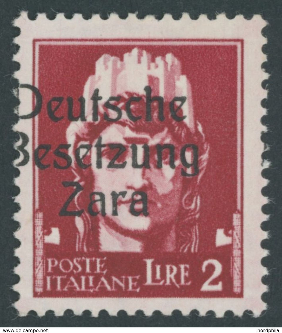 ZARA 12 **, 1943, 2 L. Schwarzrosa, Postfrisch, Pracht, Gepr. Ludin, Mi. 160.- - Occup. Tedesca: Zara