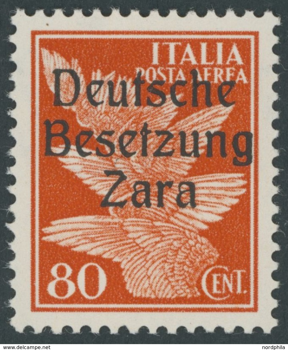 ZARA 26 **, 1943, 80 C. Flugpost, Postfrisch, Pracht, Gepr. Ludin, Mi. 70.- - Ocu. Alemana: Zara
