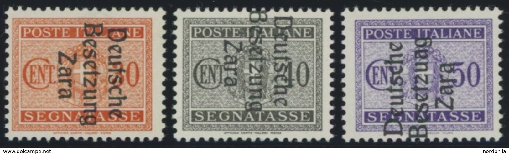 ZARA-PORTOMARKEN P 5-7 **, 1943, 30 - 50 C. Staatswappen, Postfrisch, 3 Prachtwerte, Mi. 225.- - Duitse Bez.: Zara