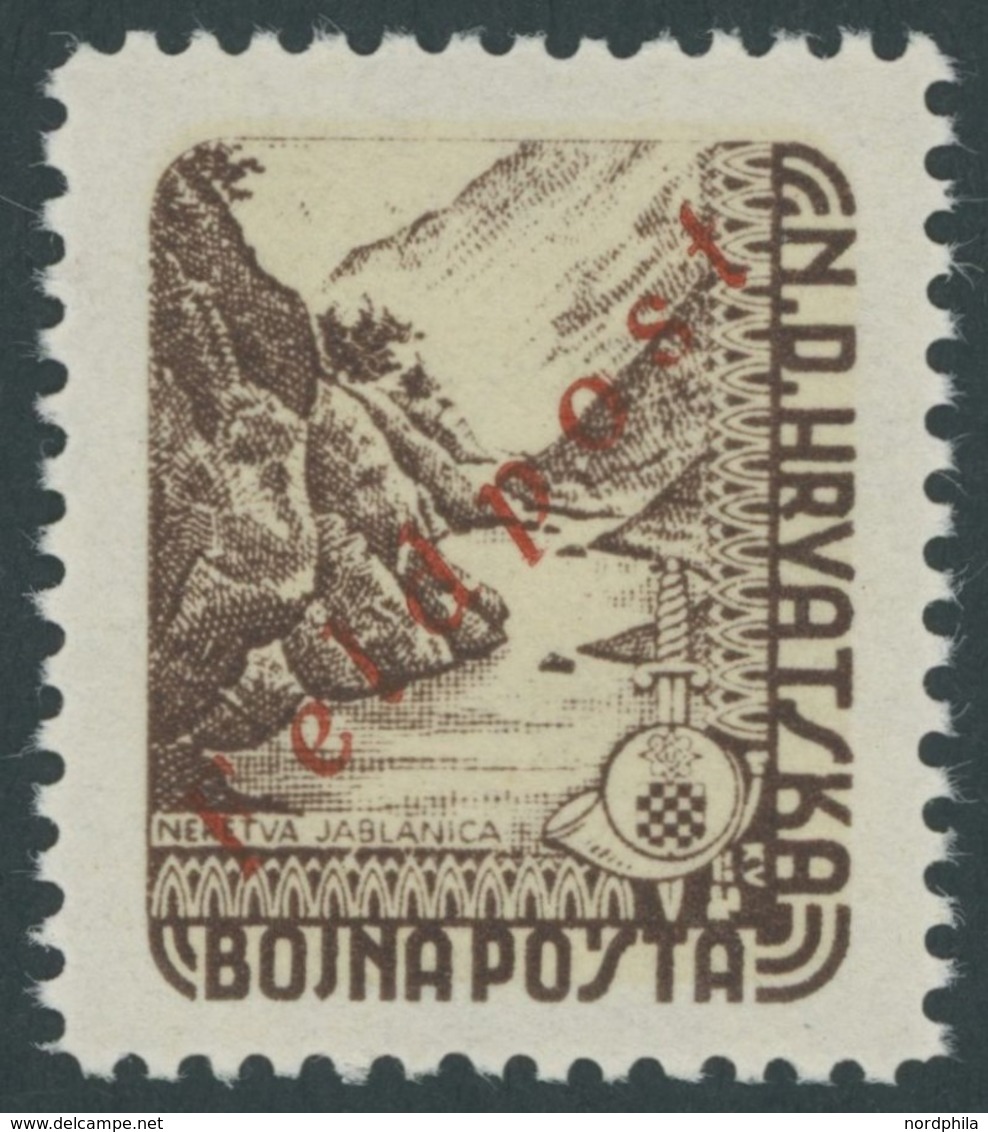 FELDPOSTMARKEN **, Kroatien: 1945, Militär Feldpostmarke Mit Aufdruck Feldpost, Postfrisch, Pracht, Gepr. Dr. Rommerskir - Besetzungen 1938-45