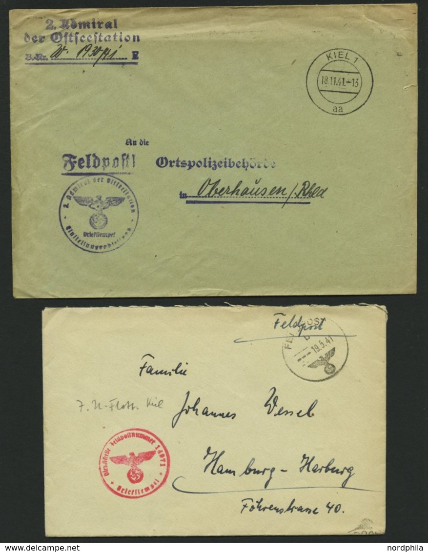 FELDPOST II. WK BELEGE 1940-45, 17 Feldpostbelege Mit Verschiedenen Briefstempeln Aus KIEL, Dabei Segelschulschiff Gorch - Ocupación 1938 – 45