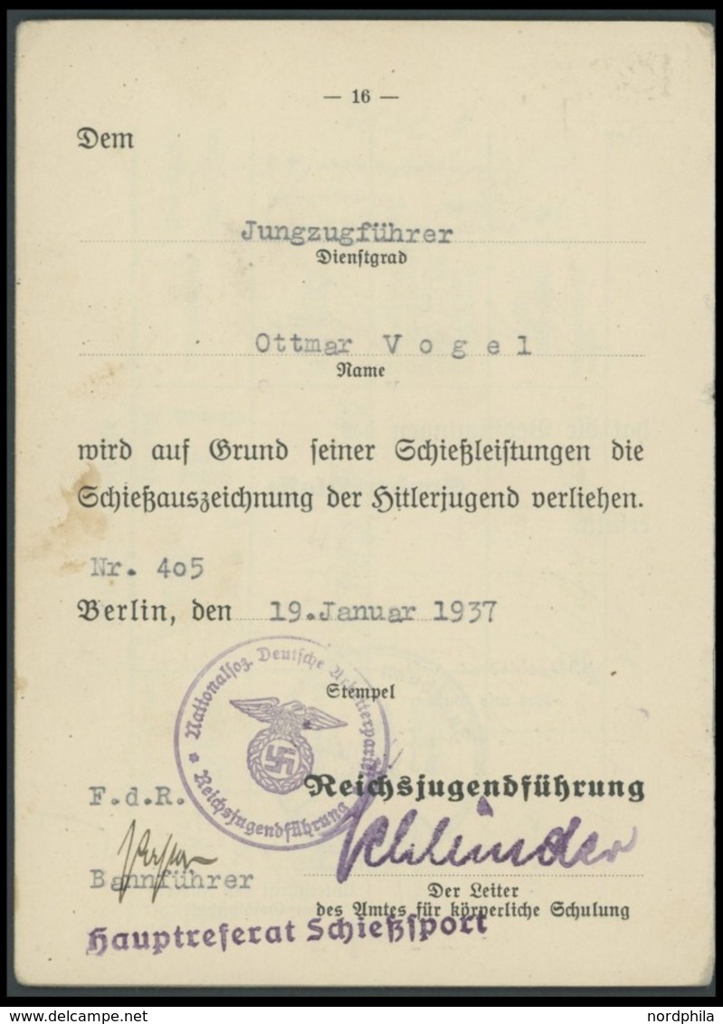 DT. GESCHICHTE/PROPAGANDA 1919-45 1936, Schießbuch Der Hitlerjugend (Kleinkaliber), Gebiet Franken (18) - Other & Unclassified