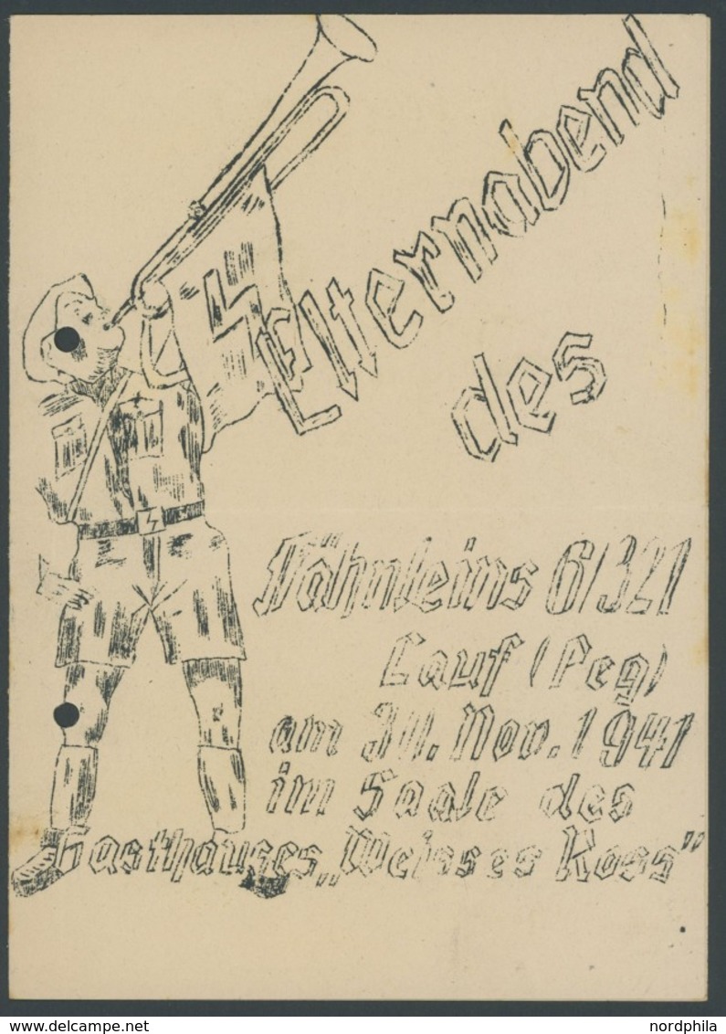 DT. GESCHICHTE/PROPAGANDA 1919-45 1941/3, 4 Einladungen Zu Elternabenden, Aufwendig Illustriert, Aktenlochung Sonst Meis - Otros & Sin Clasificación