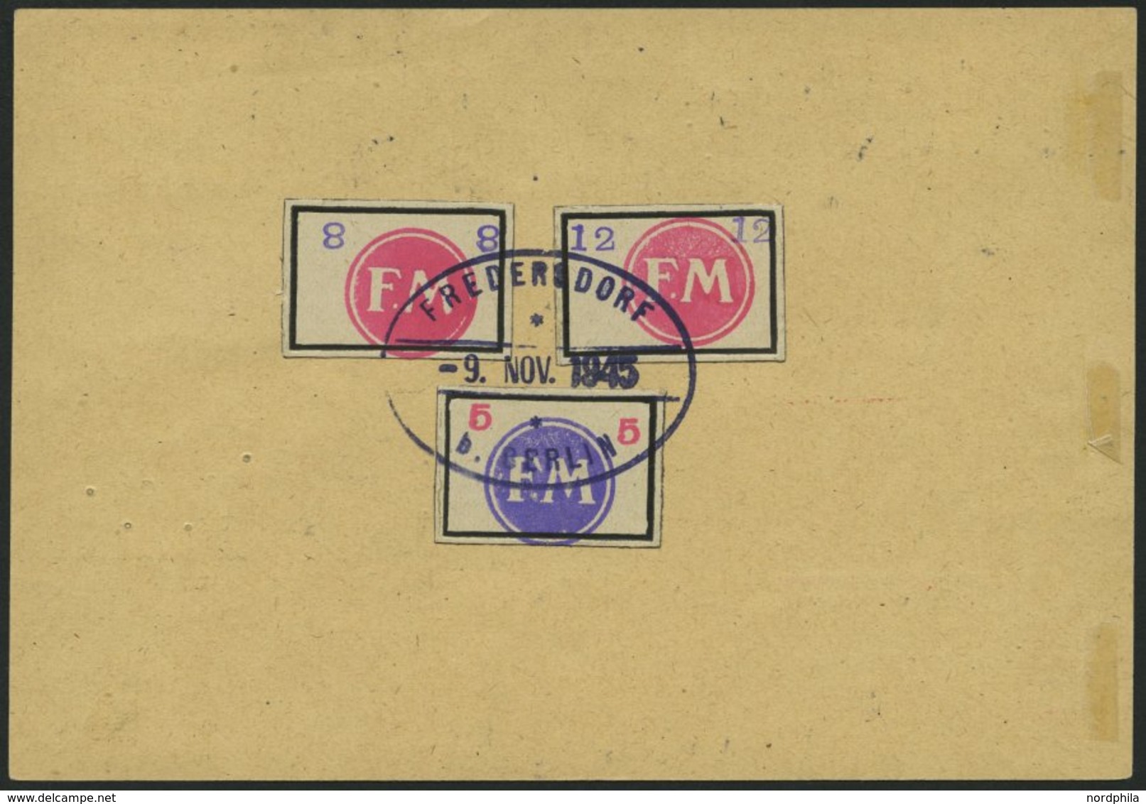 FREDERSDORF Sp 227FI,30 BRIEF, 1945, 6 Pf., Rahmengröße 28x19 Mm, Große Wertziffern, Mit Abart Wertziffern Bläulichviole - Privatpost