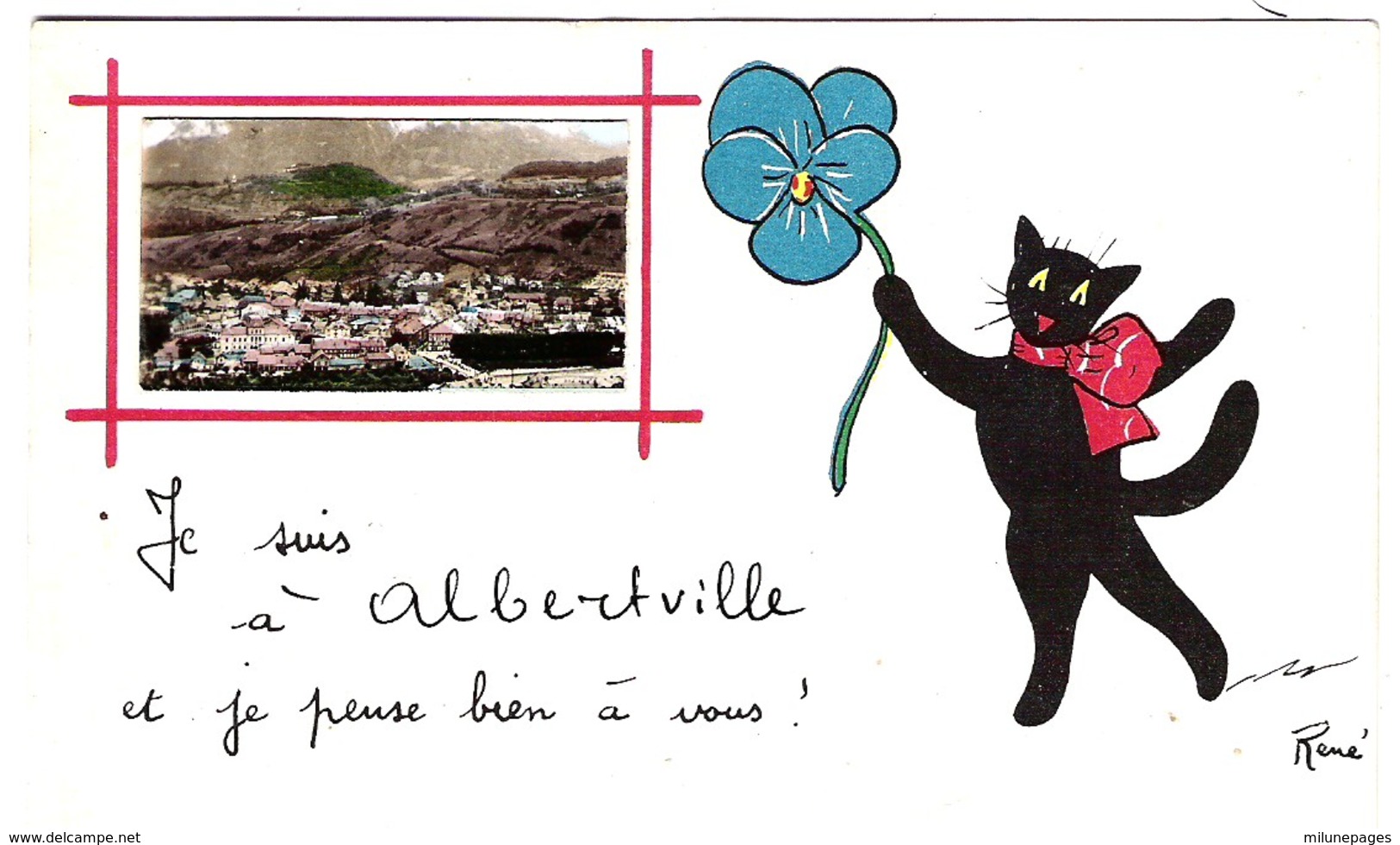 73 SAVOIE Fantaisie Au Chat De René à Albertville Je Pense Bien à Vous - Albertville