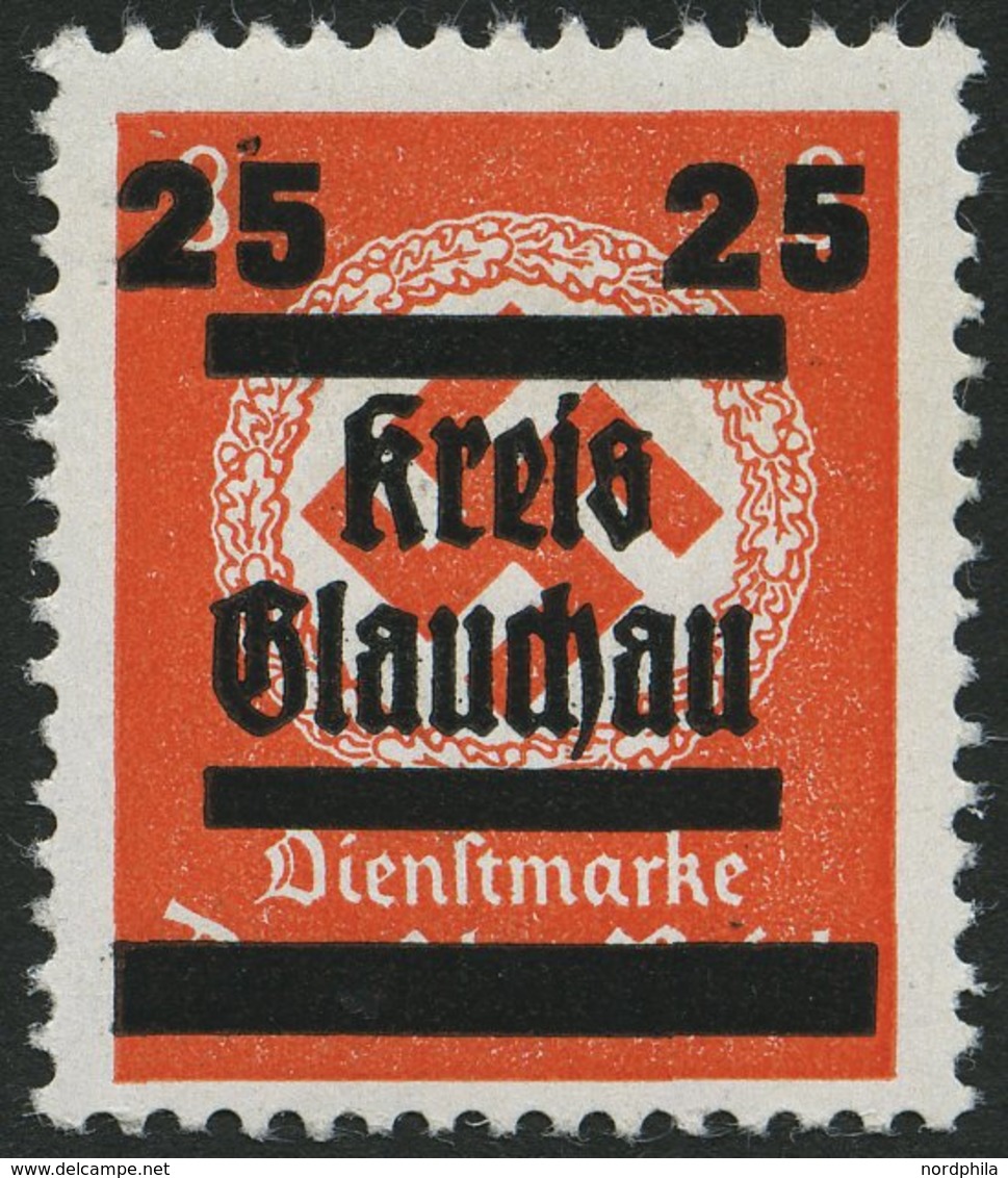GLAUCHAU 34 **, 1945, 25 Auf 8 Pf. Mittelbräunlichrot, Pracht, Mi. 80.- - Private & Lokale Post