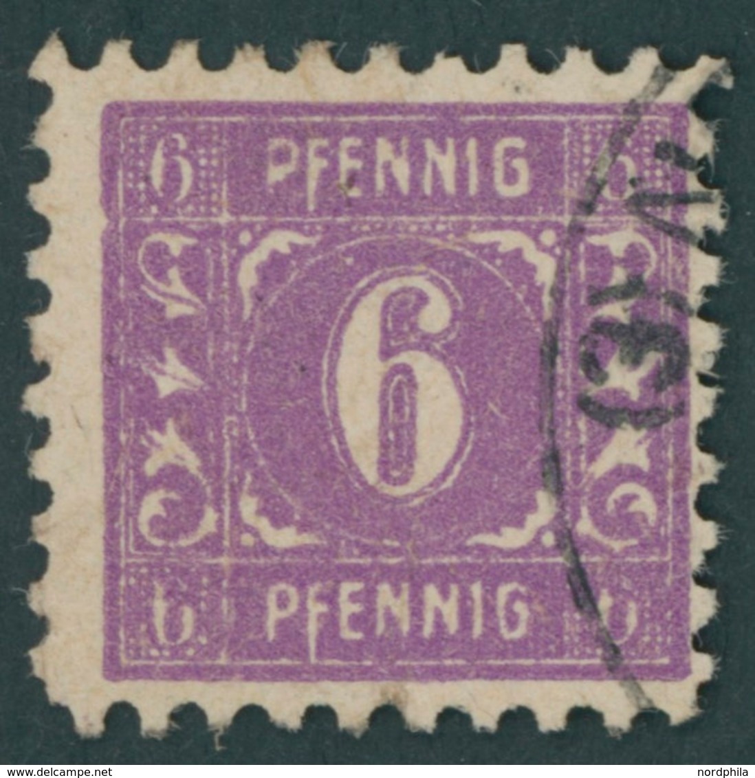 MECKLENBURG-VORPOMMERN 9aXVIII O, 1945, 6 Pf. Dunkelrotviolett Mit Abart F In Beiden Pfennig Nach Unten Stark Verlängert - Other & Unclassified